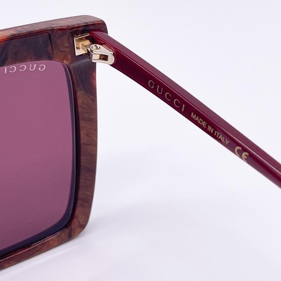 New - Gucci Burgundy New Gg0733s 003 Shield Sunglasses - Picture 11 of 13